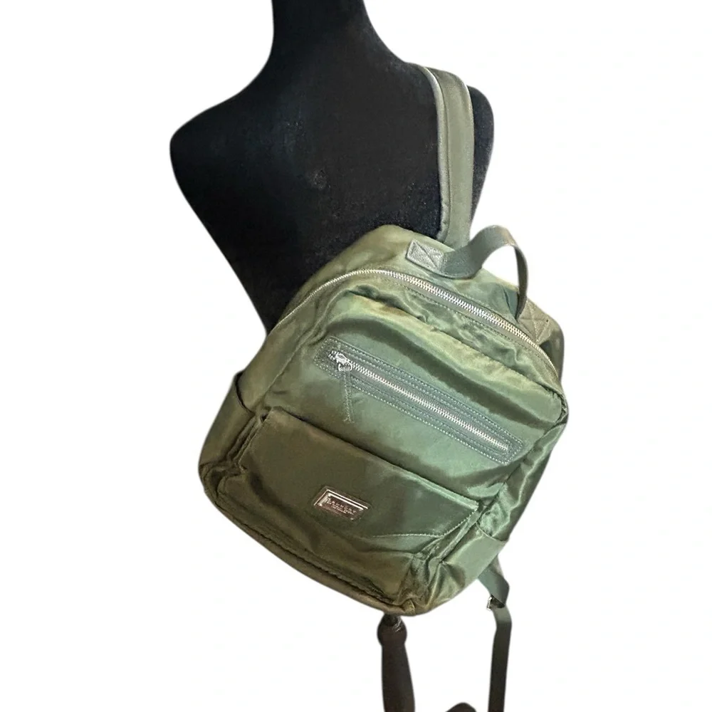 Laundry By Shelli Segal Olive Army Green Backpack w Leather Trim-NWOT-